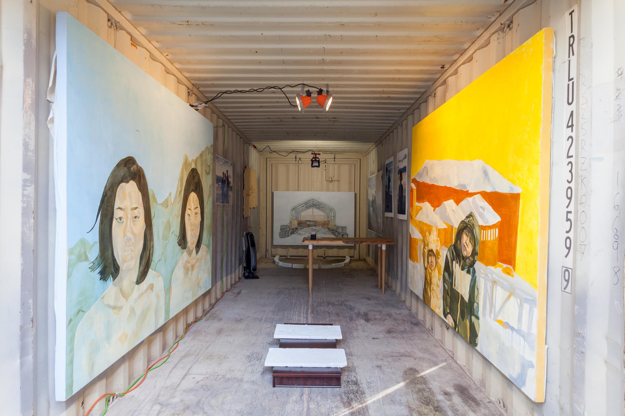 Installation view of Everyday is a Lifetime, a solo show inside a shipping container, 2017